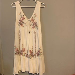 Boho White Dress With Floral Print